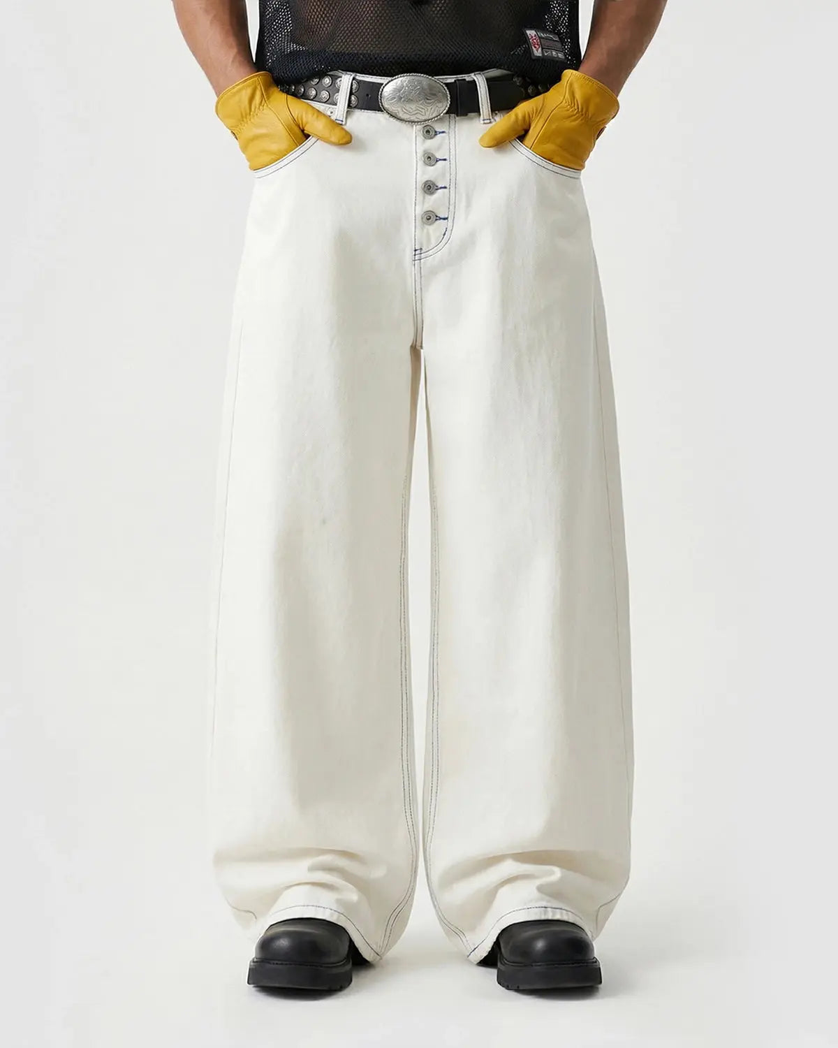 Contrast Stitch Baggy Jeans | Inflation Streetwear