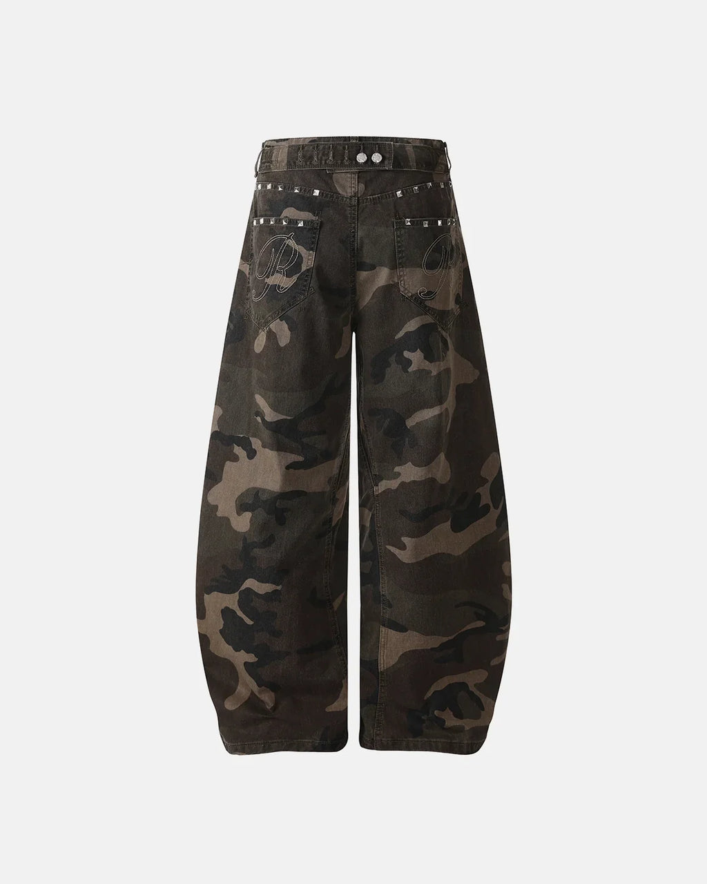 Studded Camo Barrel Jeans | Inflation Streetwear