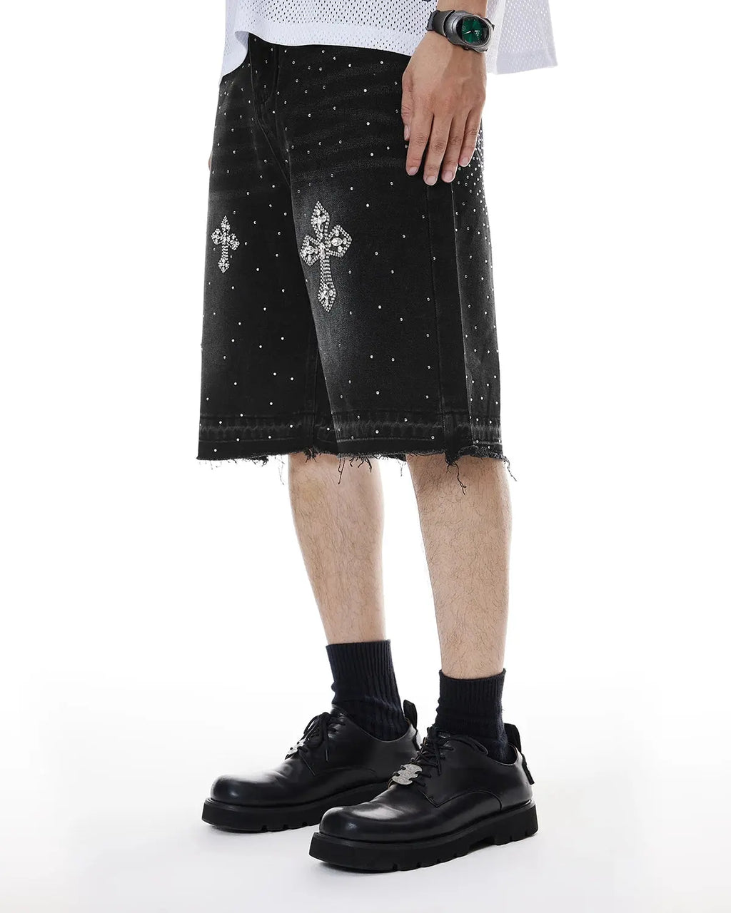 Rhinestone Straight Leg Jorts | Inflation Streetwear