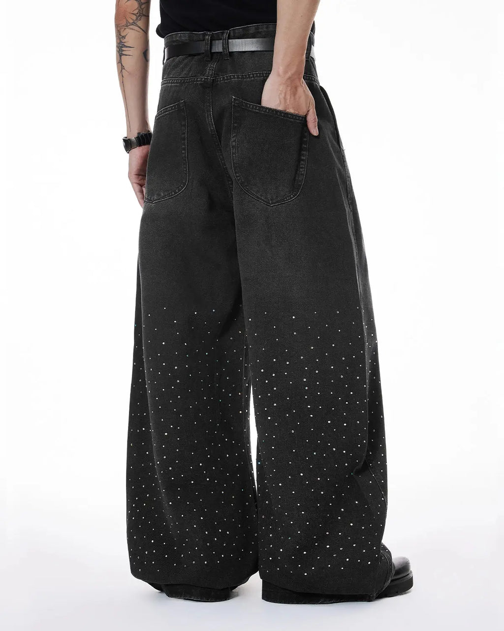 Acid Washed Rhinestone  Baggy Jeans | Inflation Streetwear