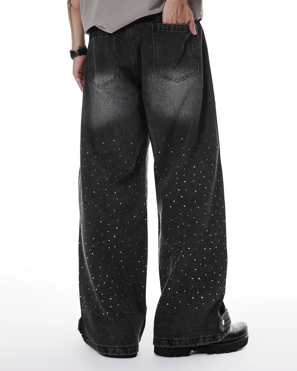 Colorful Rhinestone Wash Baggy Jeans | Inflation Streetwear