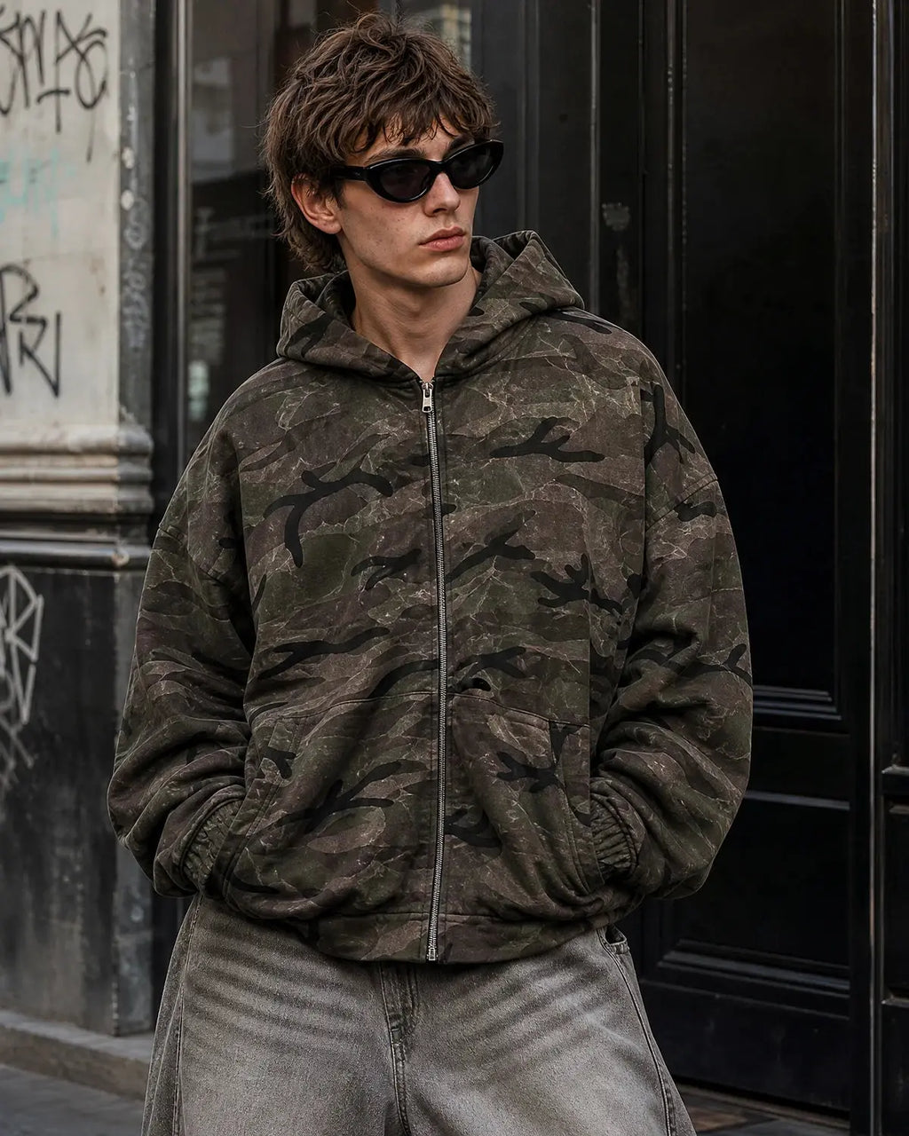 Camouflage Zip Up Jacket | Inflation Streetwear