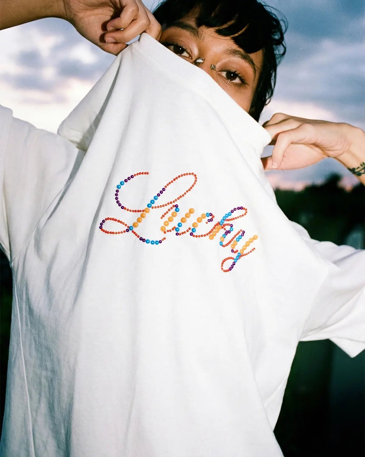 Rhinestone Lucky Graphic Oversized Tees | Inflation Streetwear