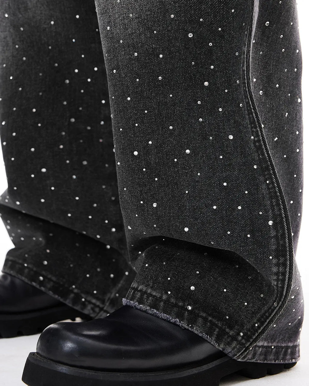 Rhinestone Wavy Baggy Jeans I Inflation Streetwear