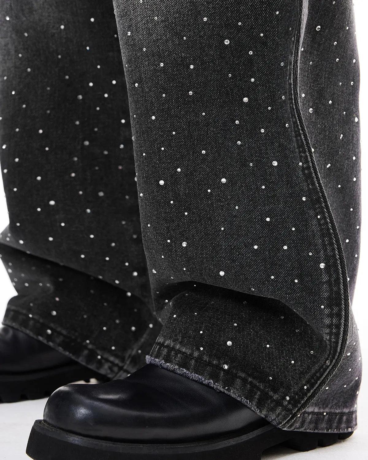Rhinestone Wavy Baggy Jeans I Inflation Streetwear