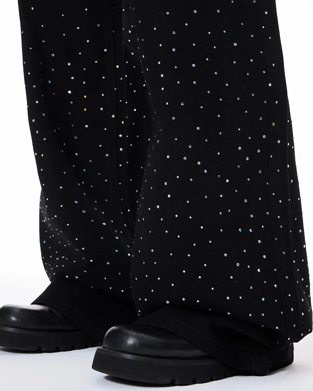 Chill Wide Leg Rhinestone Denim Pants | Inflation Streetwear