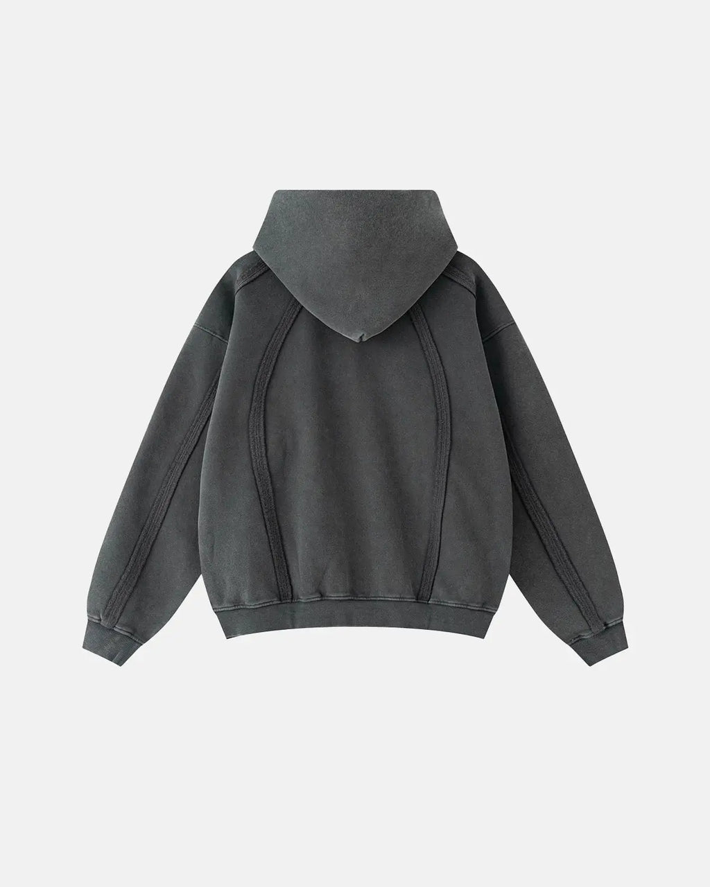 Snow Washed Raw Edge Boxy Zip Up Hoodie | Inflation Streetwear