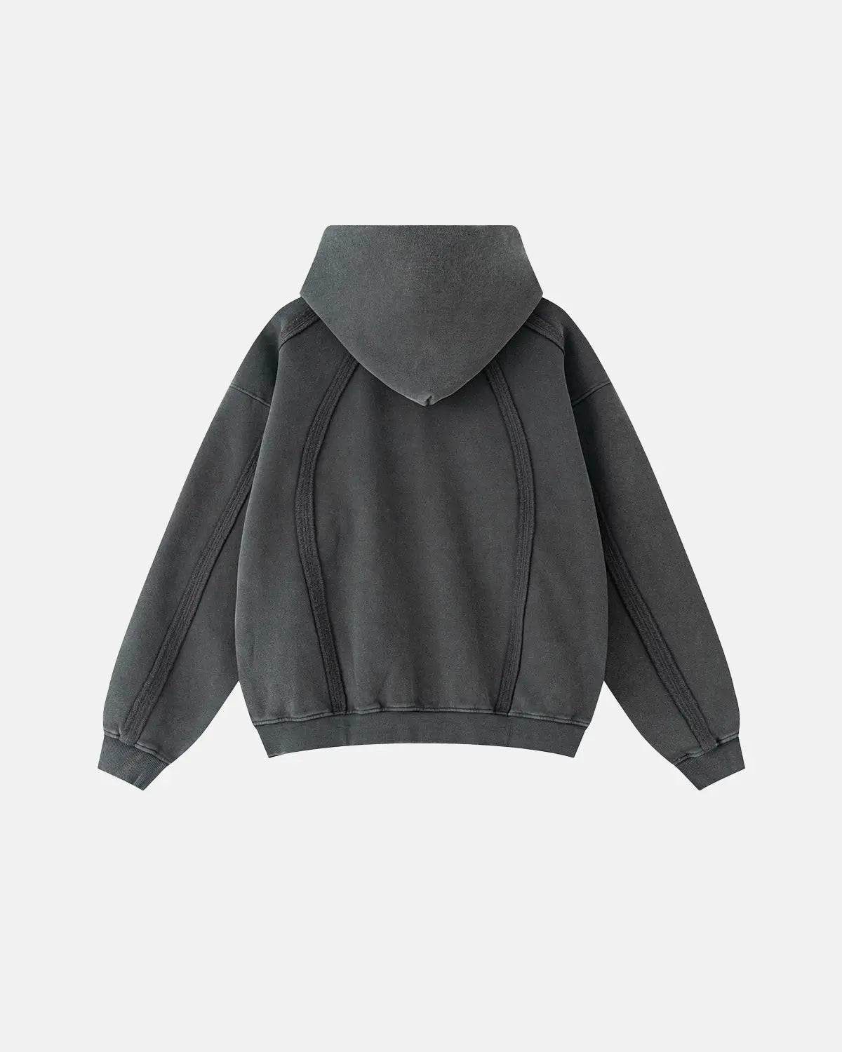 Snow Washed Raw Edge Boxy Zip Up Hoodie | Inflation Streetwear
