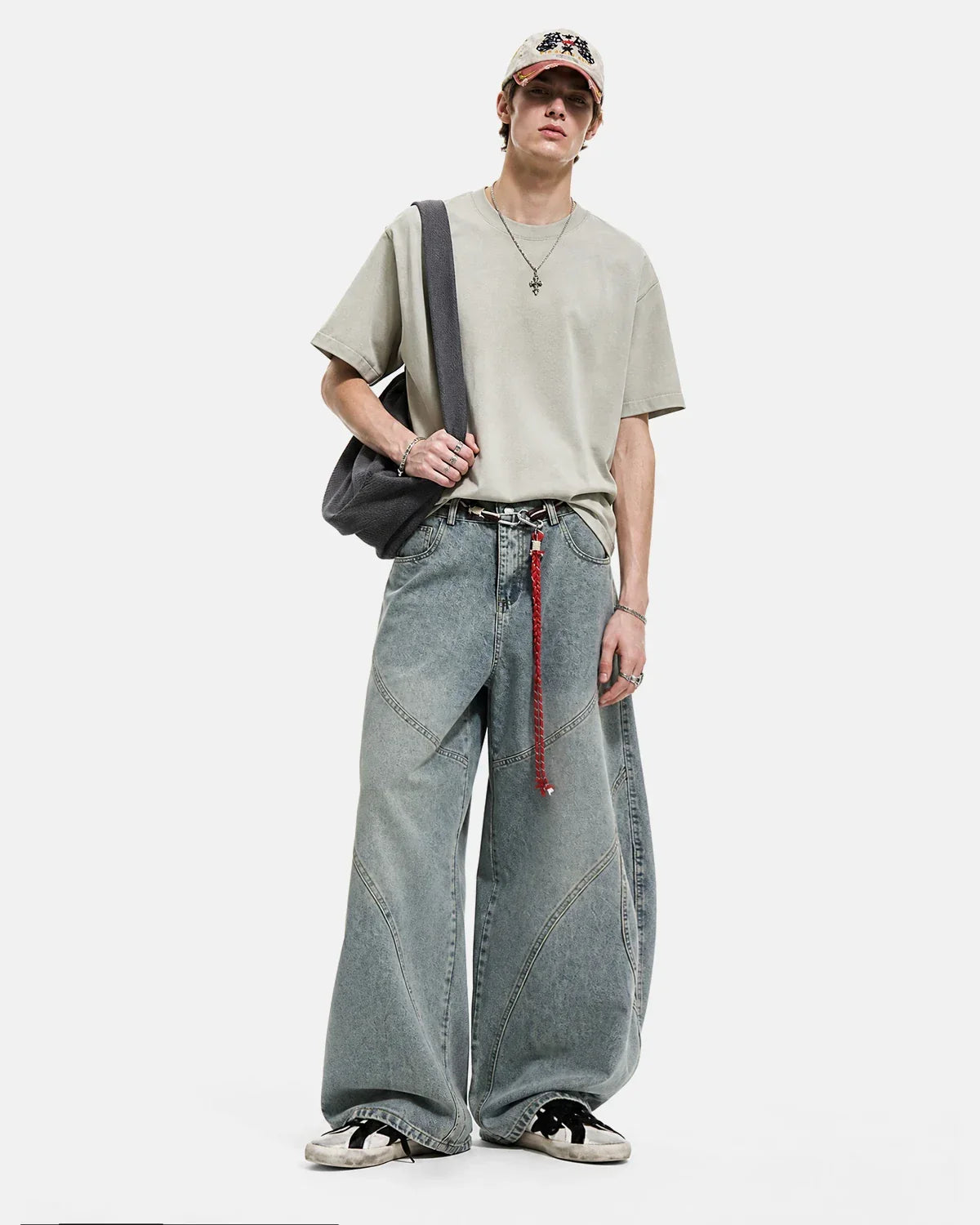 Acid Wash Stitching Baggy Jeans | Inflation Streetwear