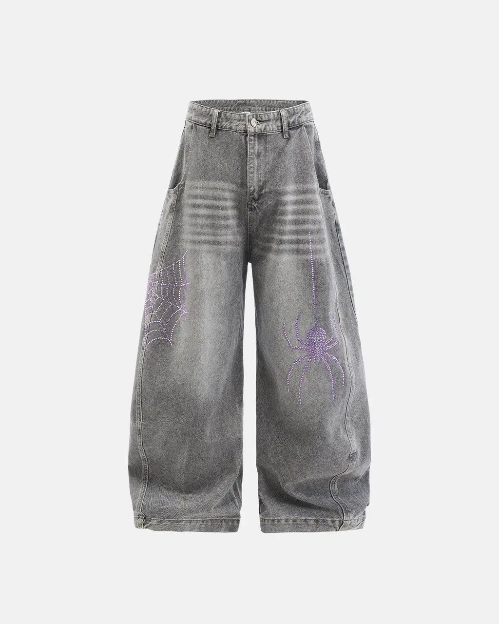 Spider Graphic Rhinestone Barrel Jeans | Inflation Streetewear
