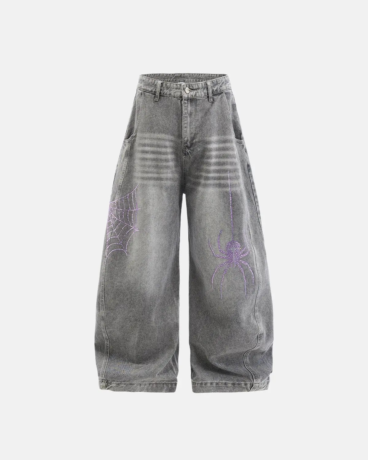 Spider Graphic Rhinestone Barrel Jeans | Inflation Streetewear