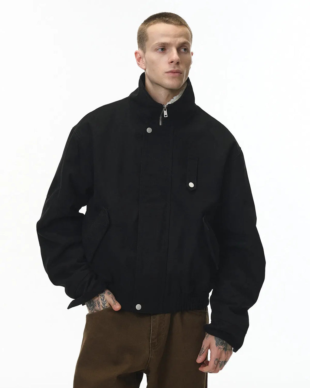 Faux Shearling Lining Lambswool Jacket | Inflation Streetwear