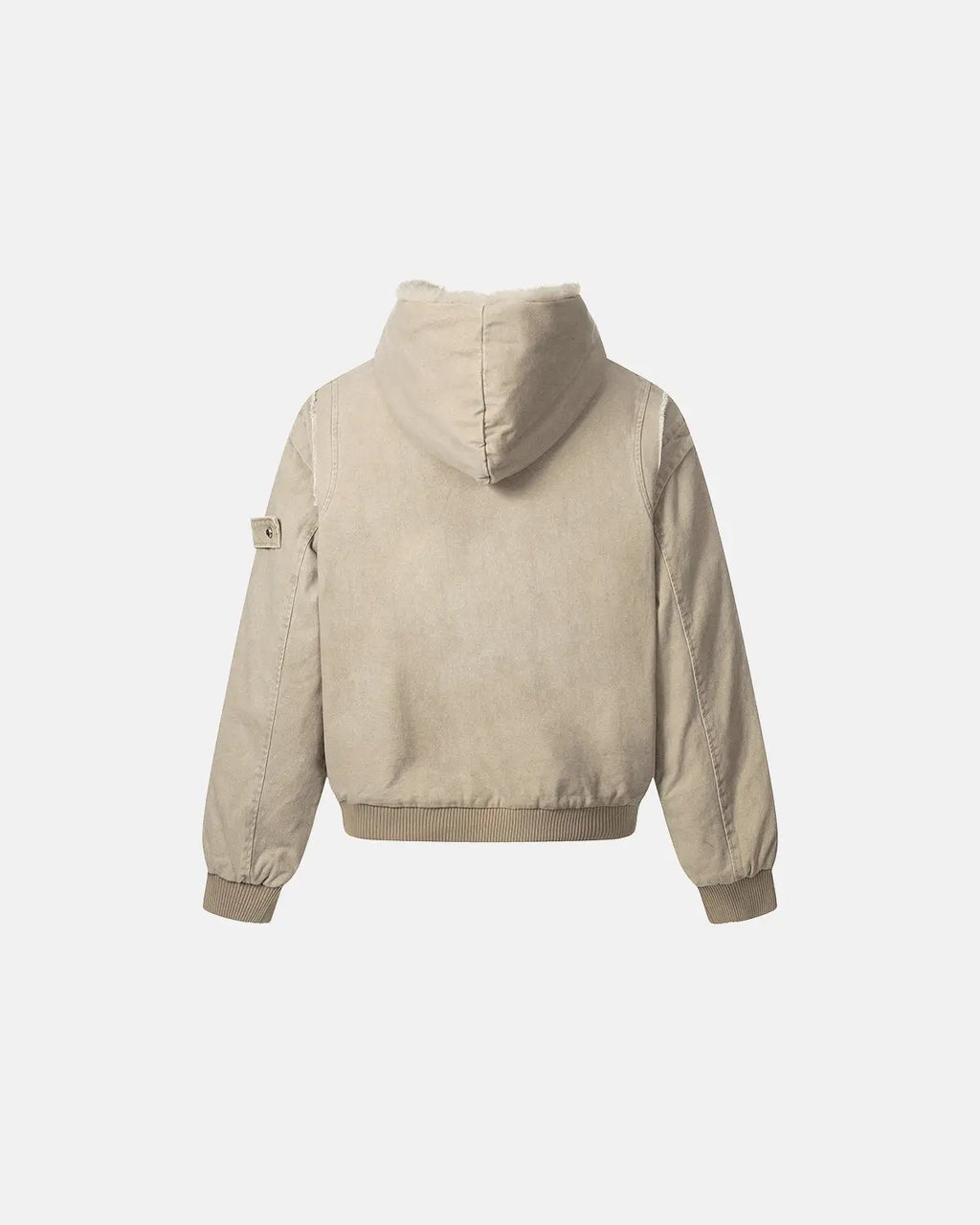 Faux Fur Lined Washed Hooded Jacket | Inflation Streetwear