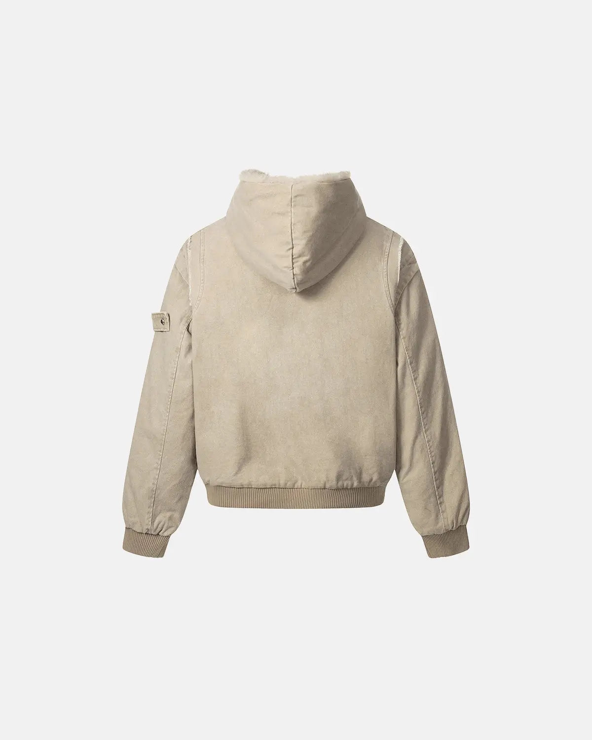 Faux Fur Lined Washed Hooded Jacket | Inflation Streetwear