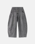 Metal Clasp Grey Barrel Jeans | Inflation Streetwear