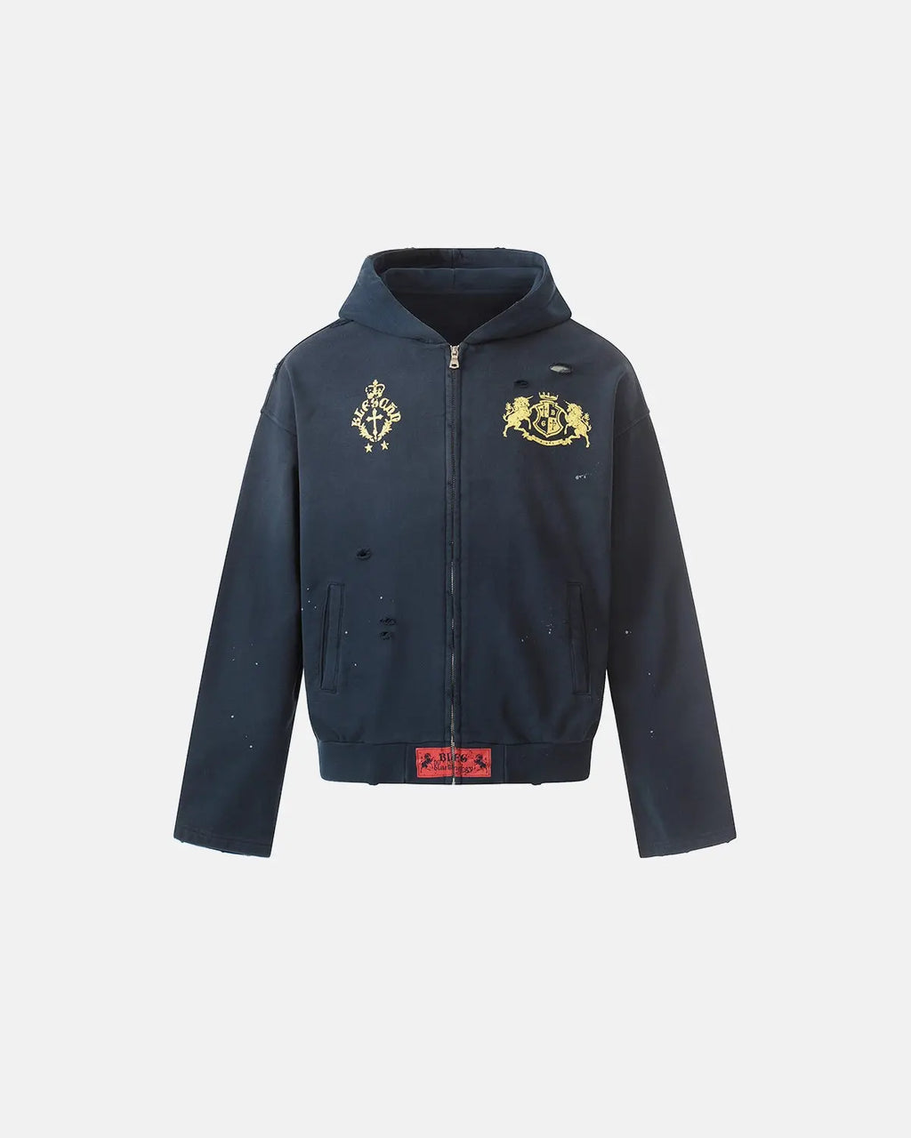 Distressed Washed Printed Zip Up Hoodies | Inflation Streetwear