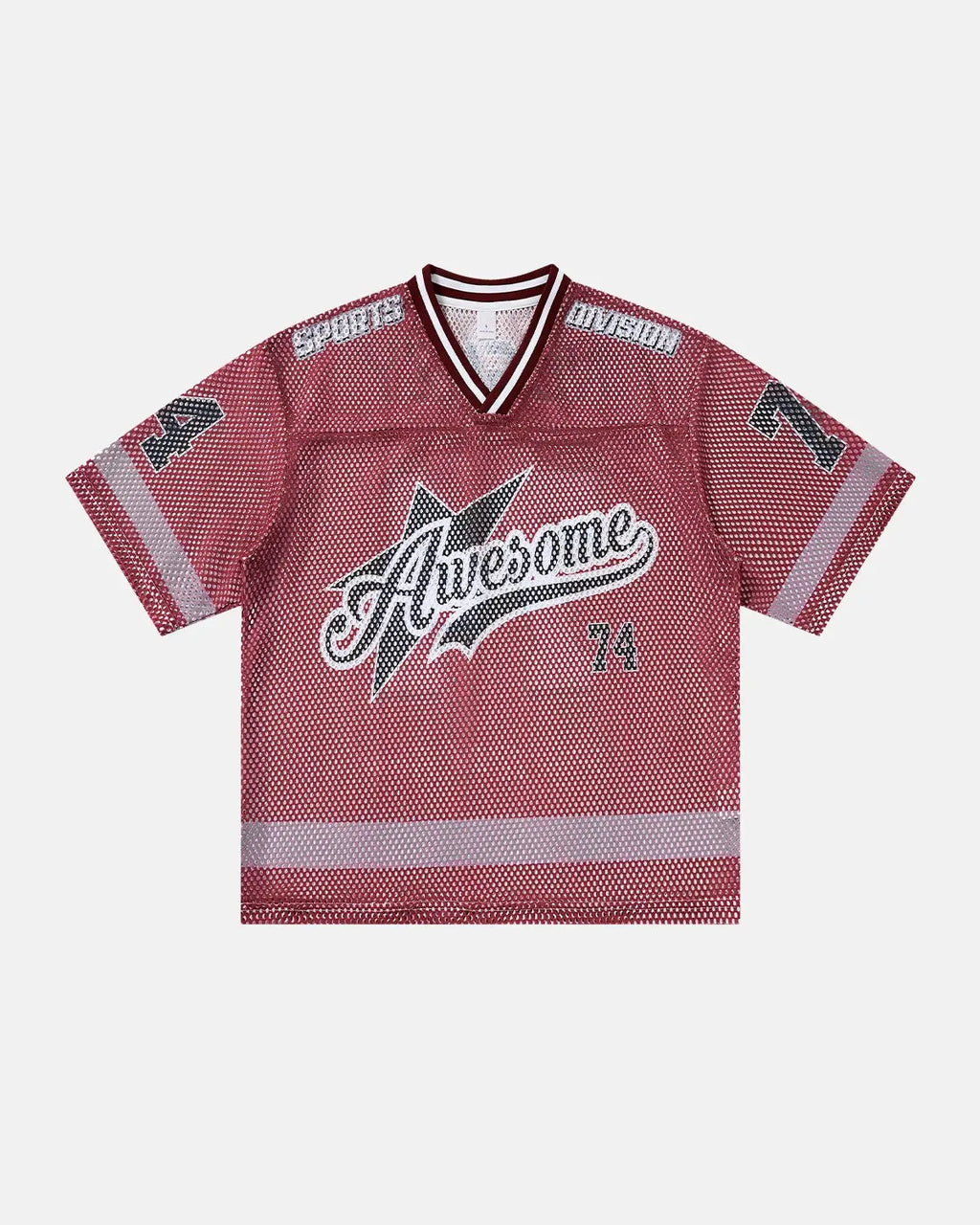 V-neck Graphic Mesh Jersey | Inflation Streetwear