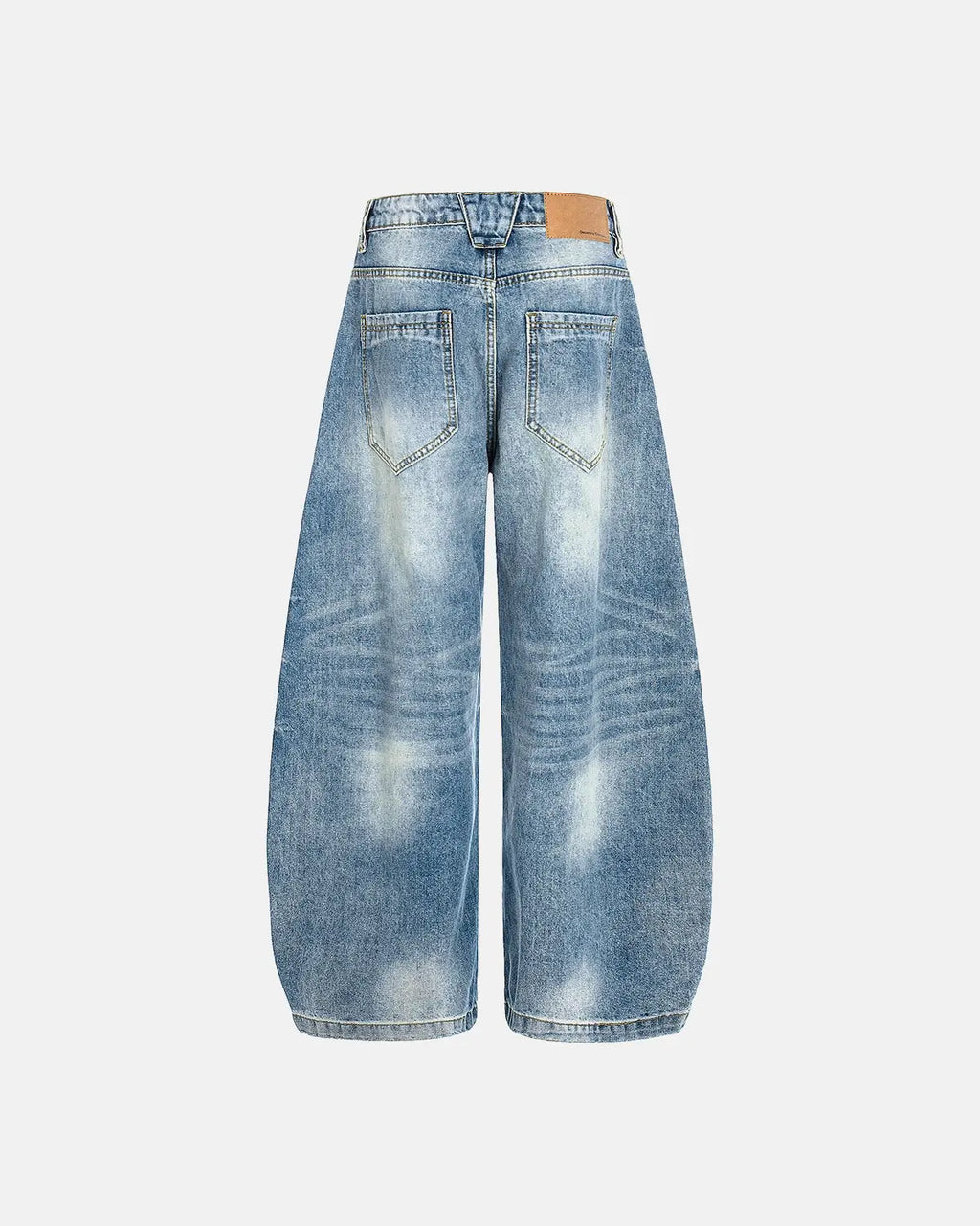 Acid Washed Whisker Clasp Barrel Jeans | Inflation Streetwear