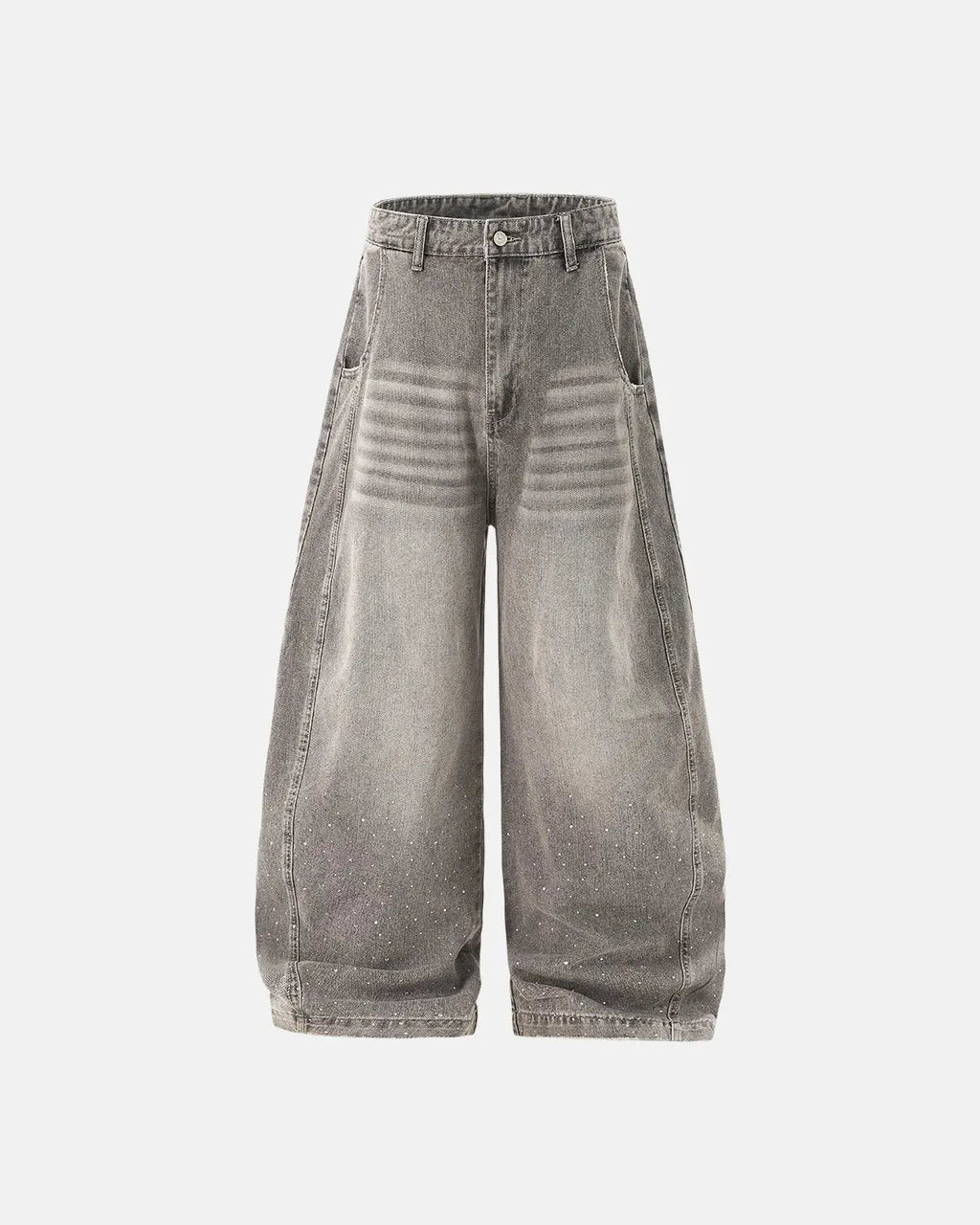 Rhinestone Washed Barrel Jeans| Inflation Streetwear