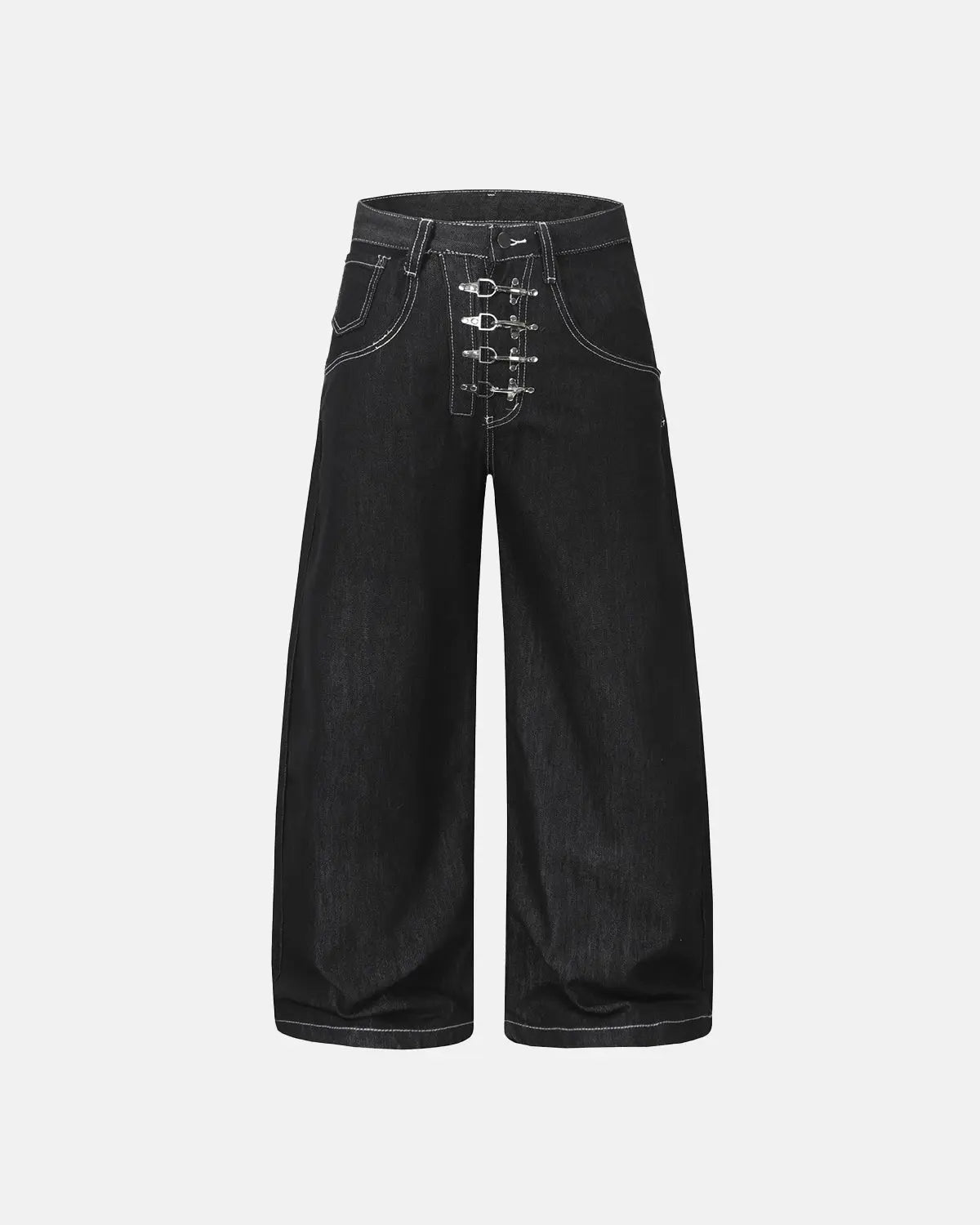 Raw Metal Clasp Baggy Jeans | Inflation Streetwear