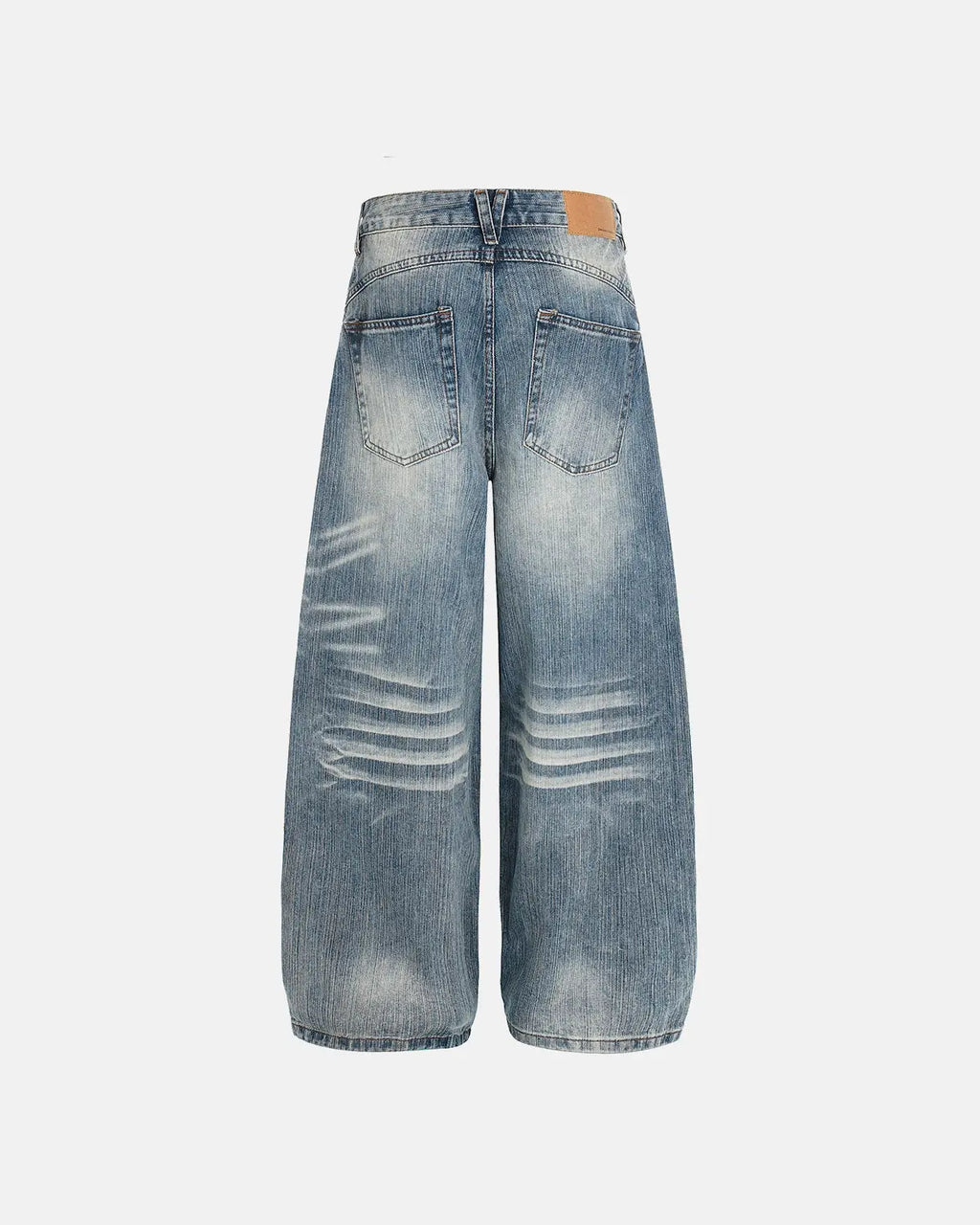 Acid Wash Whisker Bamboo Weave Jeans | Inflation Streetwear