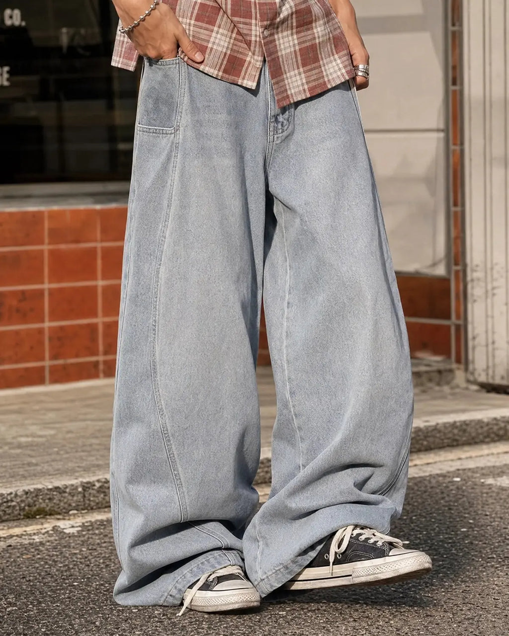 Acid Washed Distressed Barrel Jeans | Inflation Streetwear