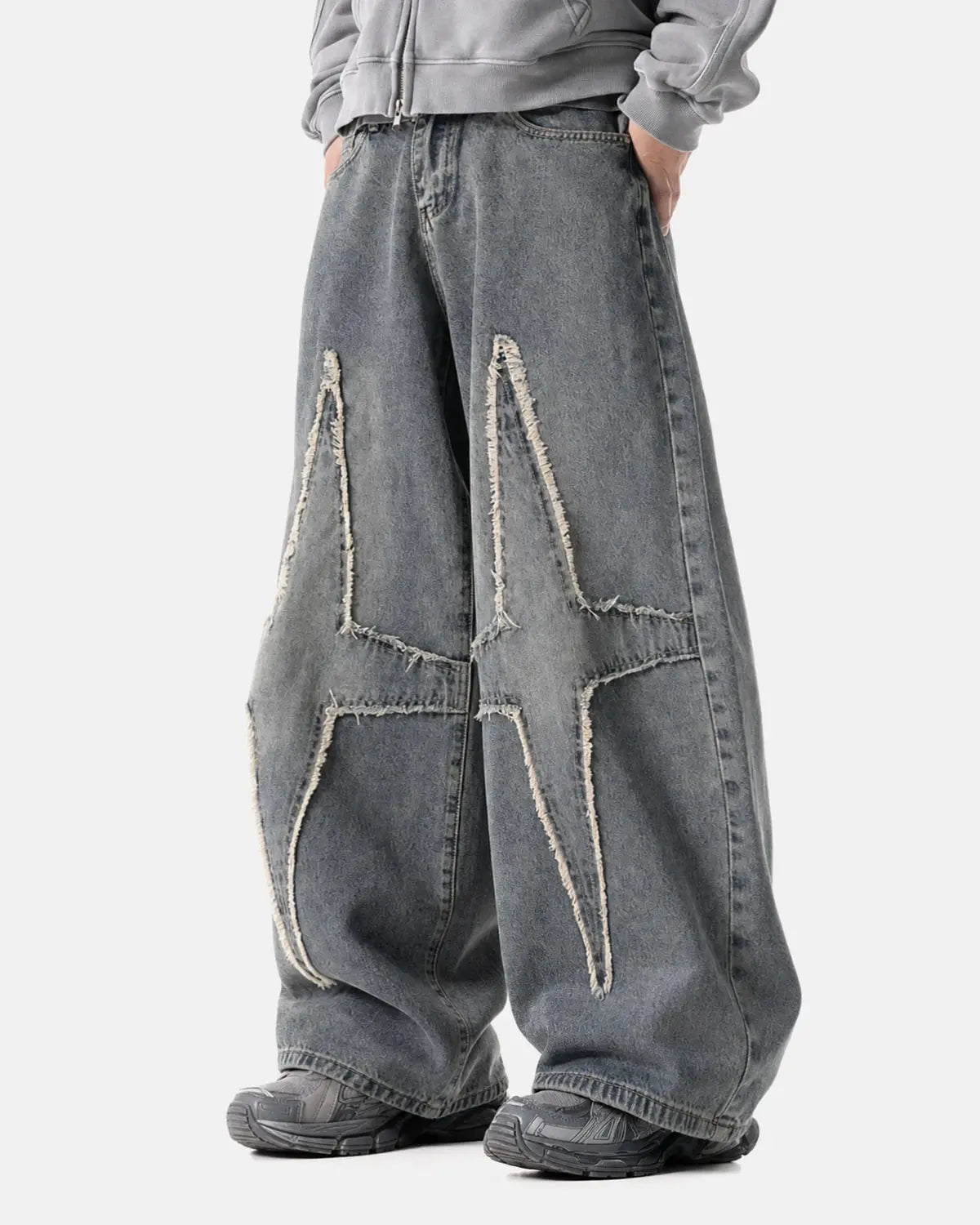 Star Patched Baggy Jeans | Inflation Streetwear