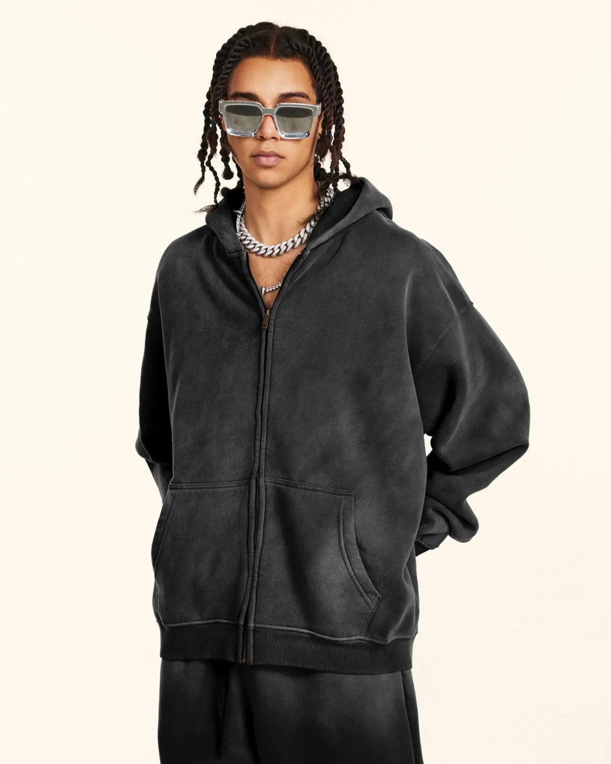 Acid Washed Zip Up Hoodies | Inflation Streetwear