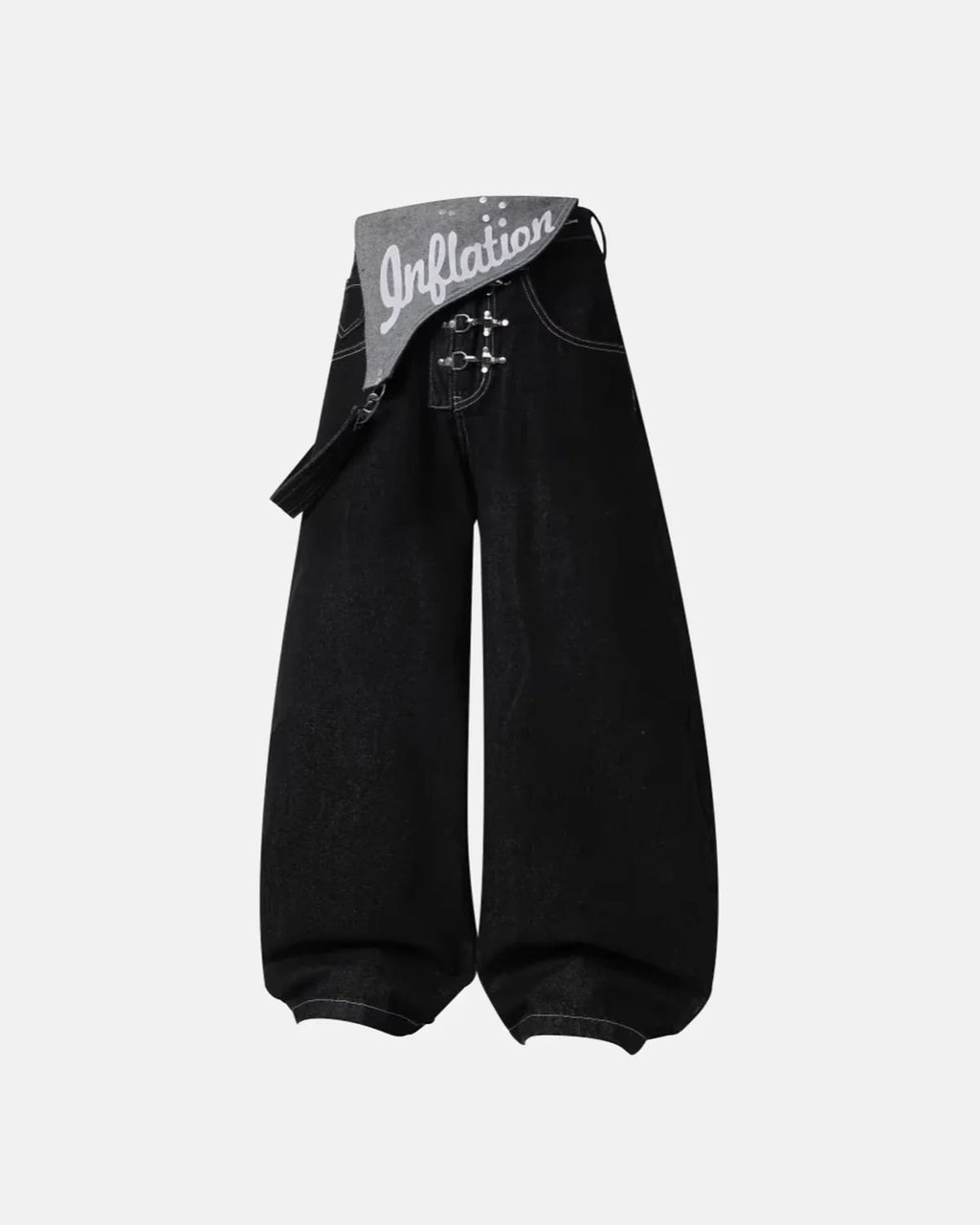 Asymmetric Buckle Denim Overalls Jeans | Inflation Streetwear