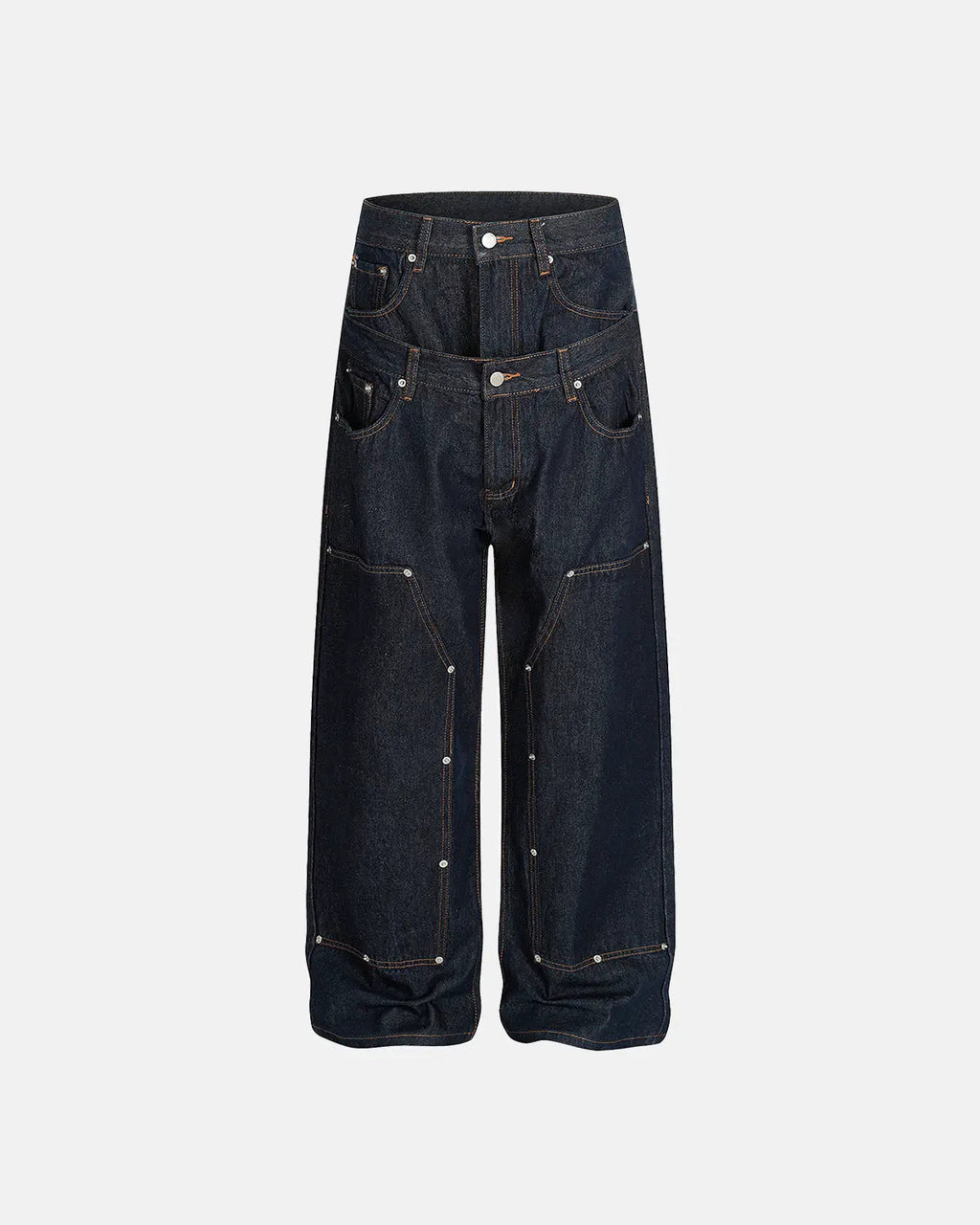 Double Waist Raw Baggy Jeans| Inflation Streetwear