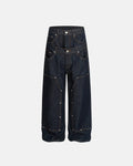 Double Waist Raw Baggy Jeans| Inflation Streetwear