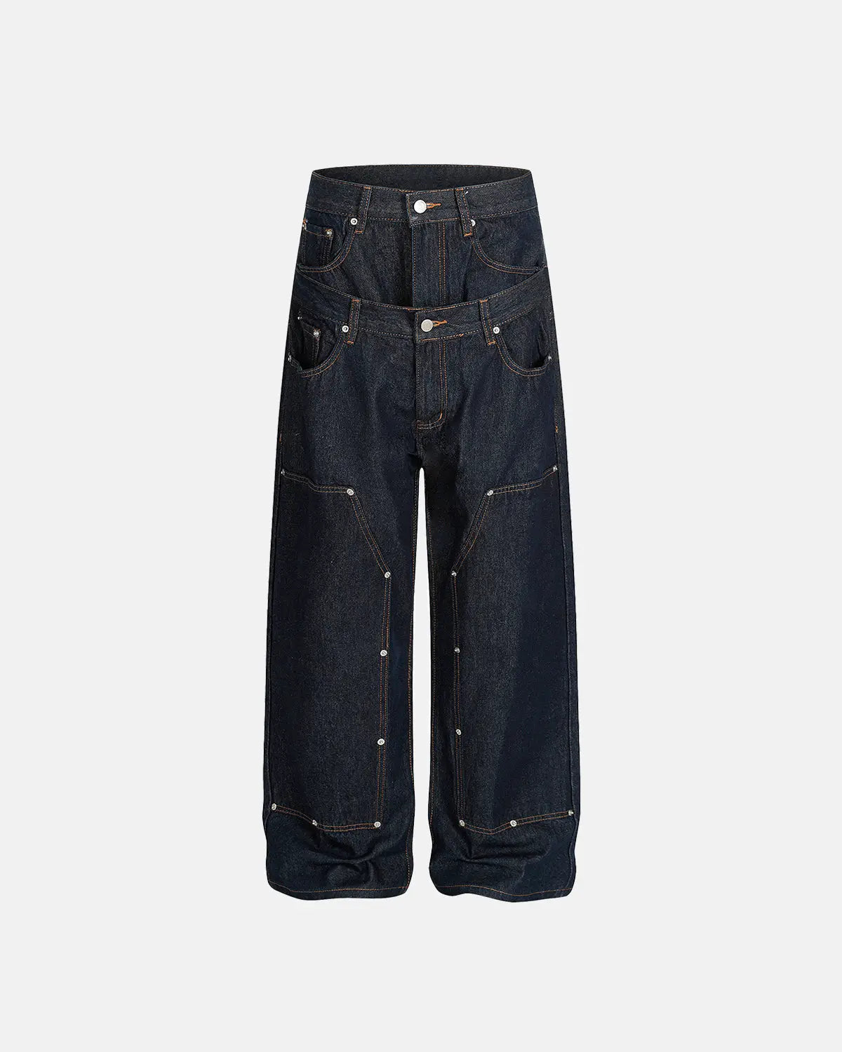 Double Waist Raw Baggy Jeans| Inflation Streetwear