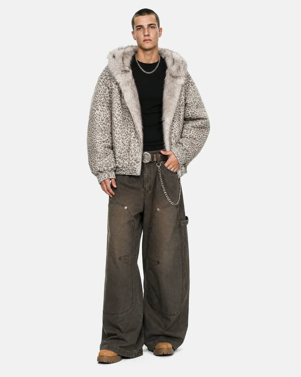 Leopard Faux Fur Lined Bomber Jacket | Inflation Streetwear