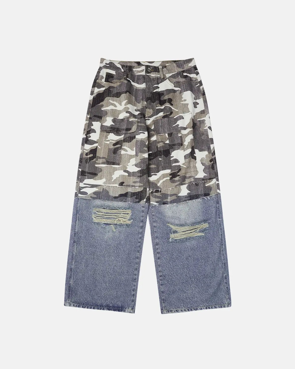 Patchwork Effect Print Baggy Jeans | Inflation Streetwear