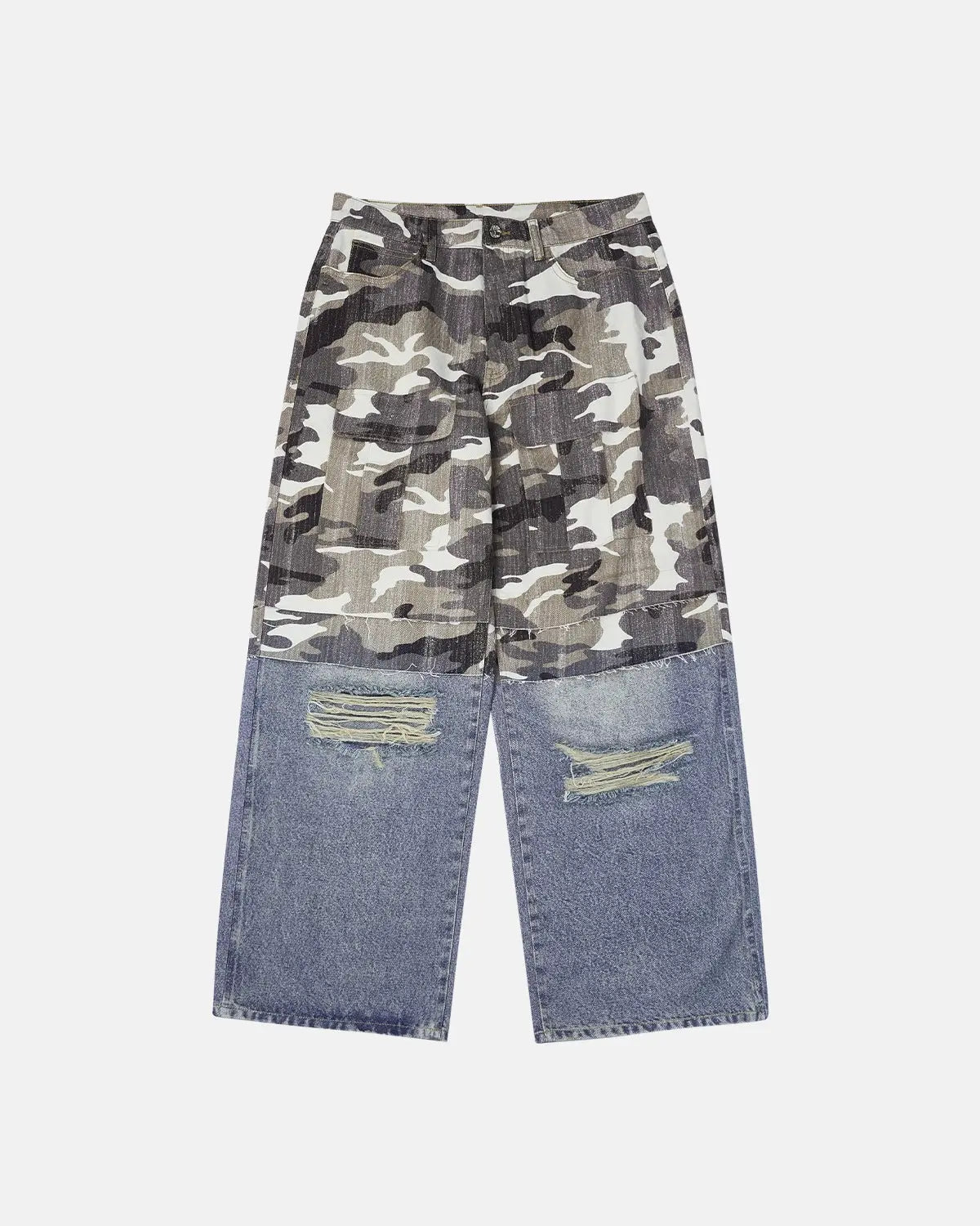 Patchwork Effect Print Baggy Jeans | Inflation Streetwear