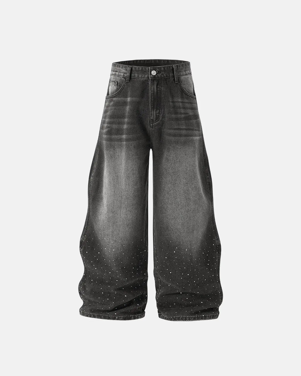Rhinestone Wavy Baggy Jeans I Inflation Streetwear