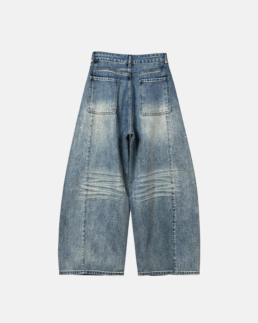 Rhinestone Washed Barrel Baggy Jeans | Inflation Streetwear