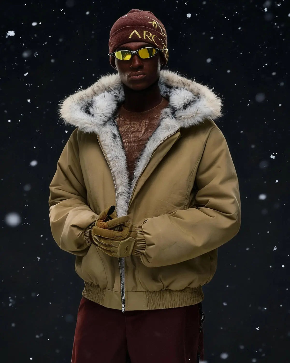 Faux Fur Lined Padded Bomber Jacket | Inflation Streetwear