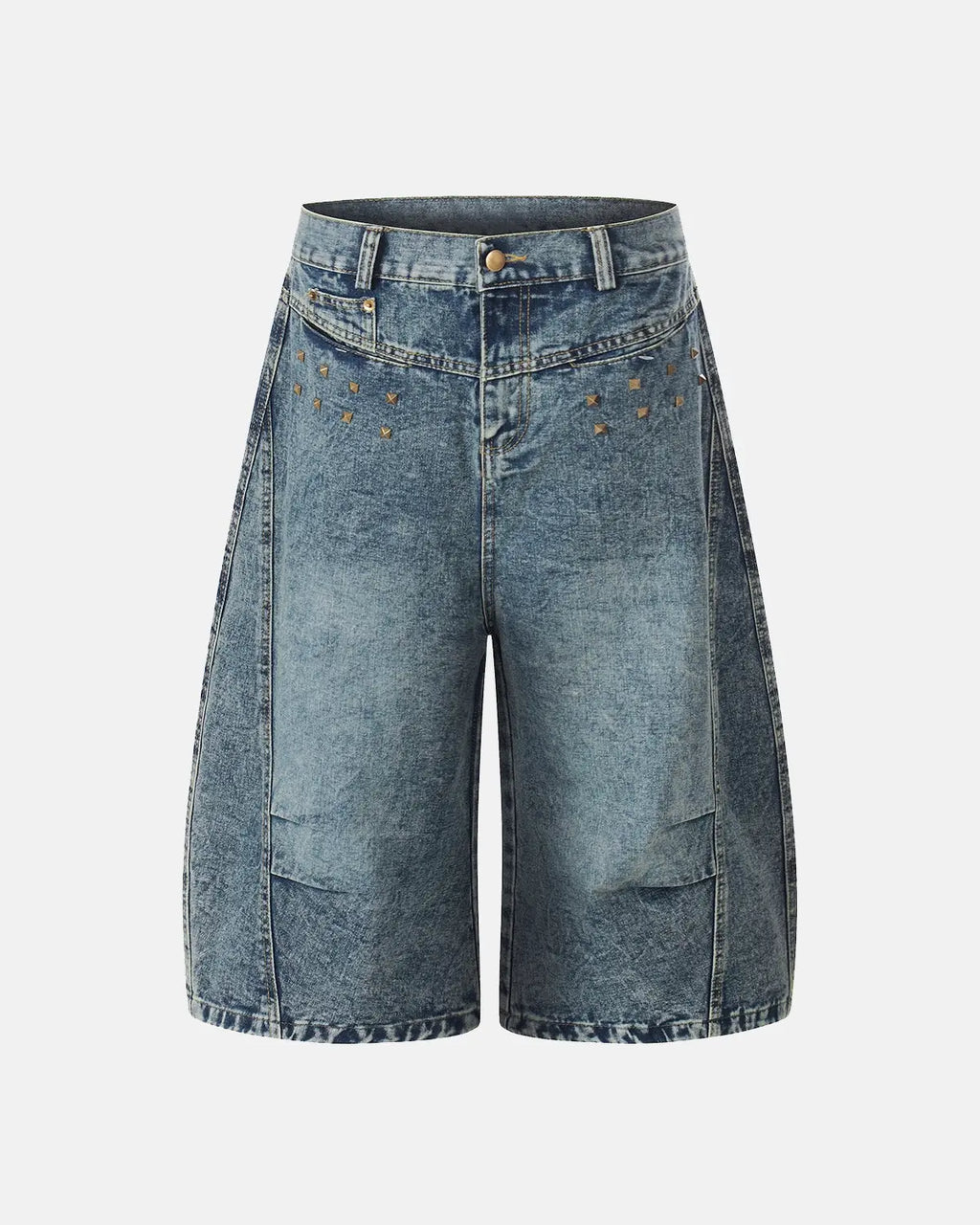 Studded Washed Long Baggy Jorts | Inflation Streetwear