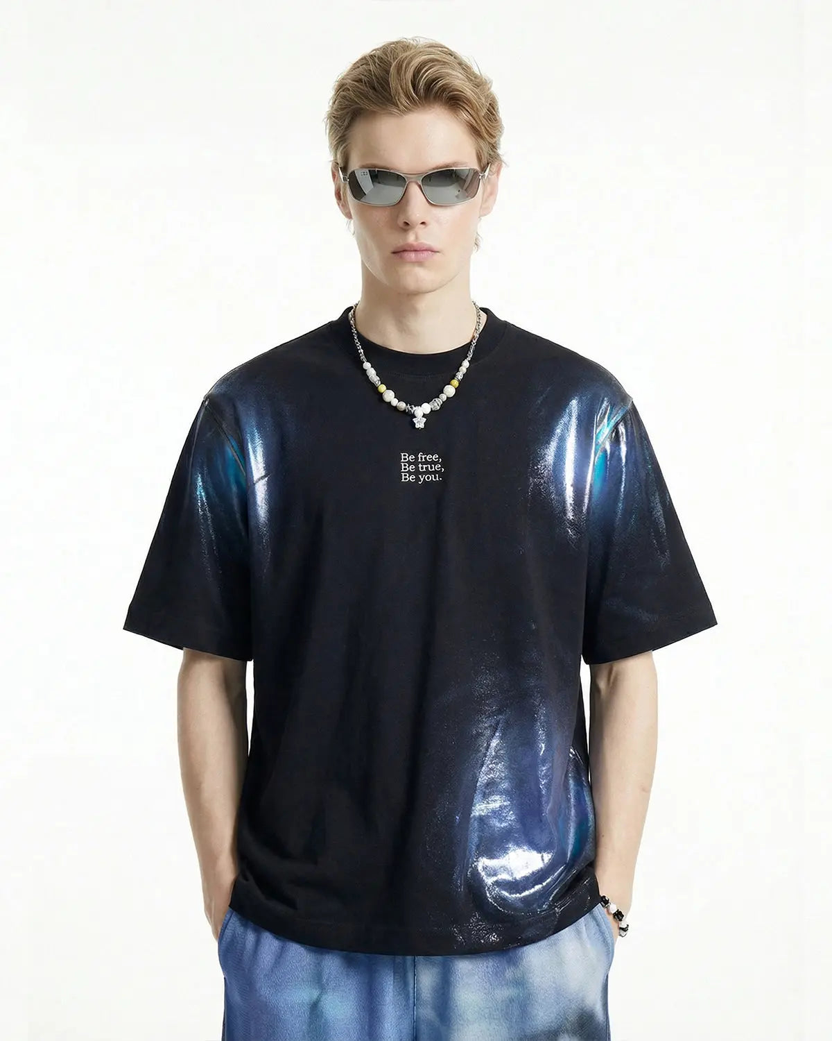 Iridescent Shimmer Oversized T-Shirt | Inflation Streetwear