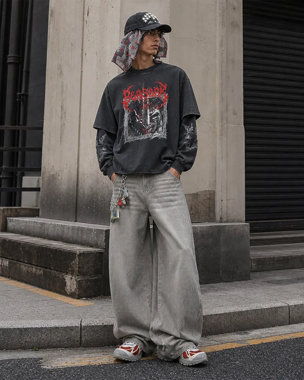 Graphic Distressed Acid Wash Layered Tshirts  | Inflation Streetwear