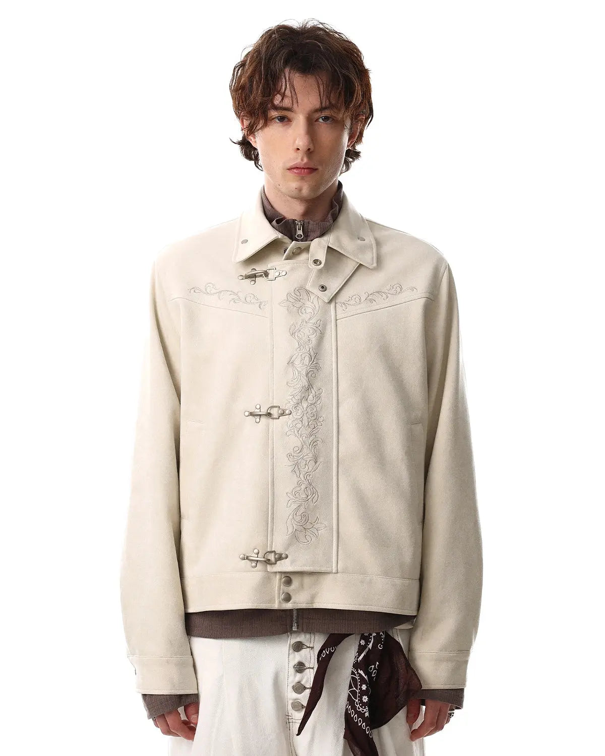 Embroidery Jacquard Cropped Clasp Jacket | Inflation Streetwear