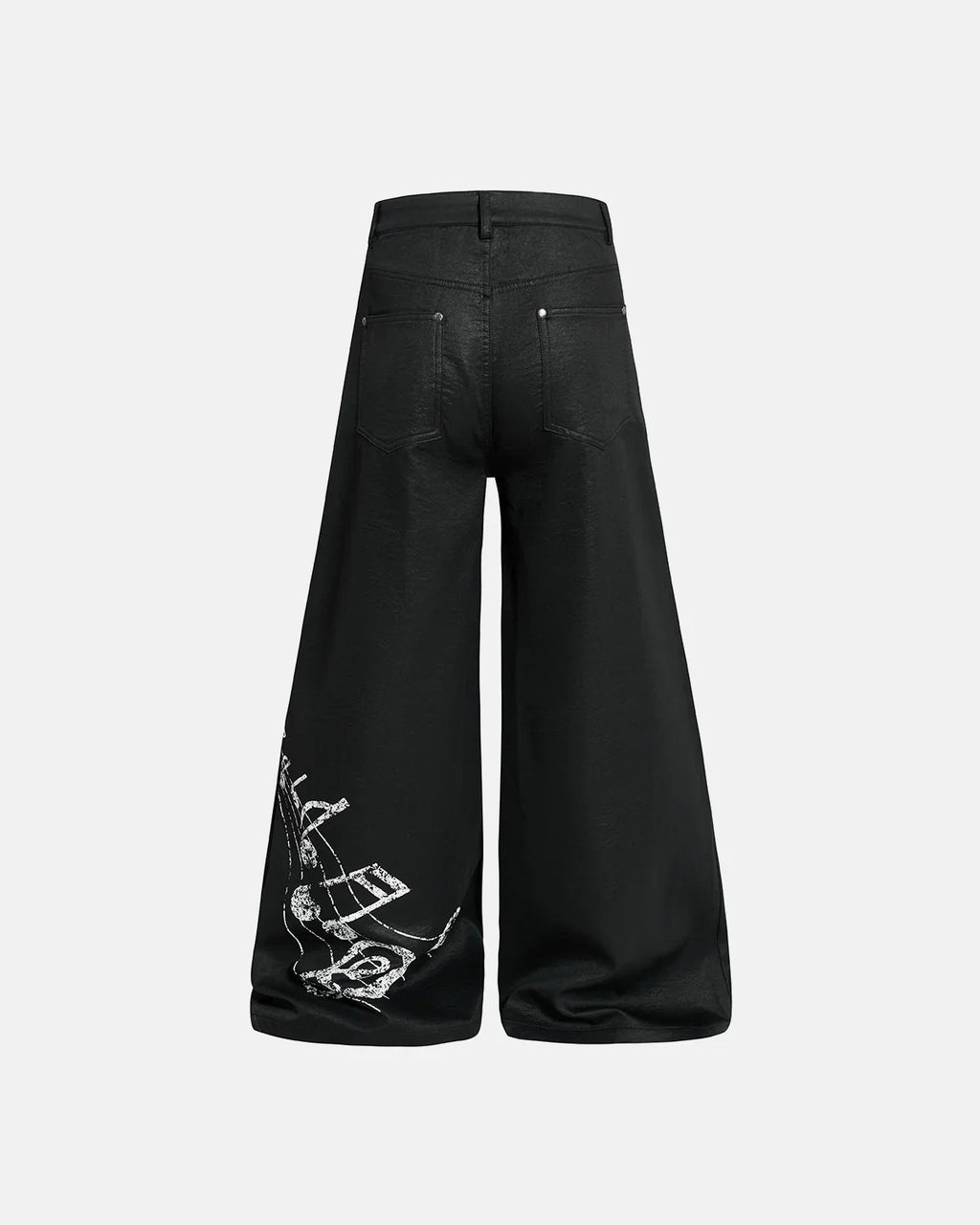 Black Graphic Wide Leg Pants | Inflation Streetwear