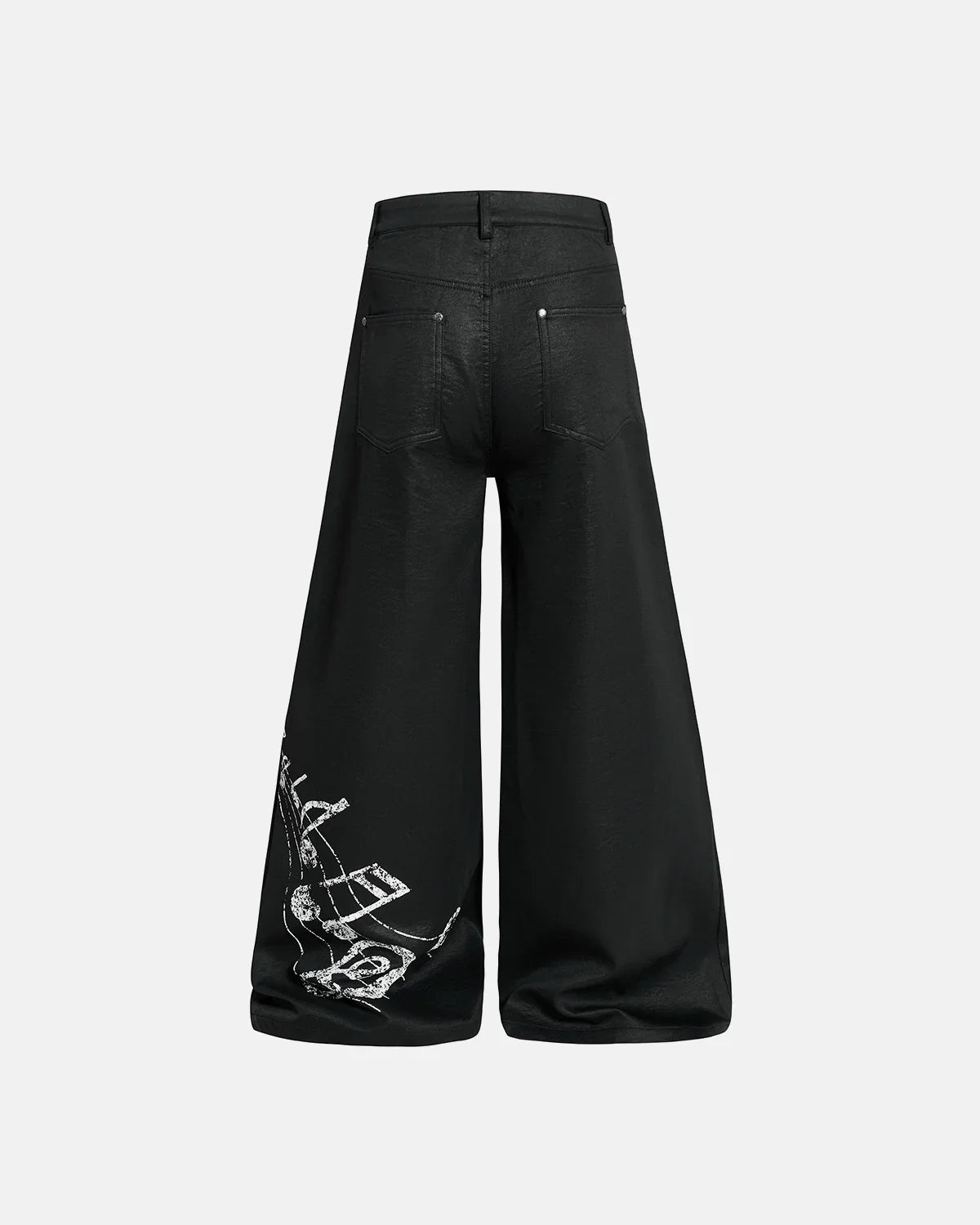 Black Graphic Wide Leg Pants | Inflation Streetwear