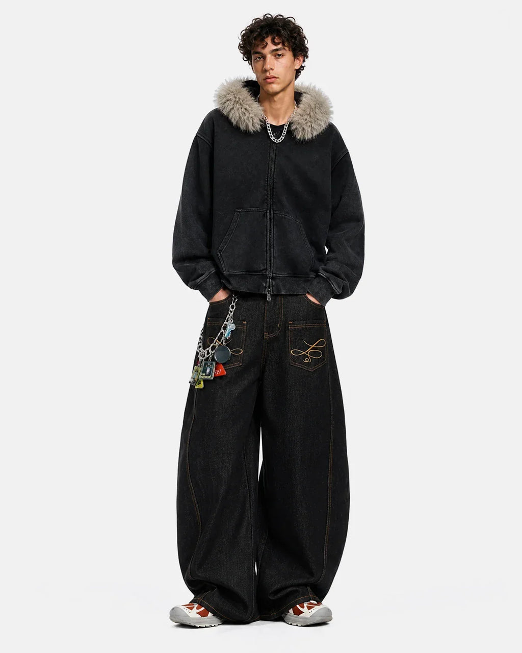 Pocket Embroidery Raw Barrel Jeans | Inflation Streetwear