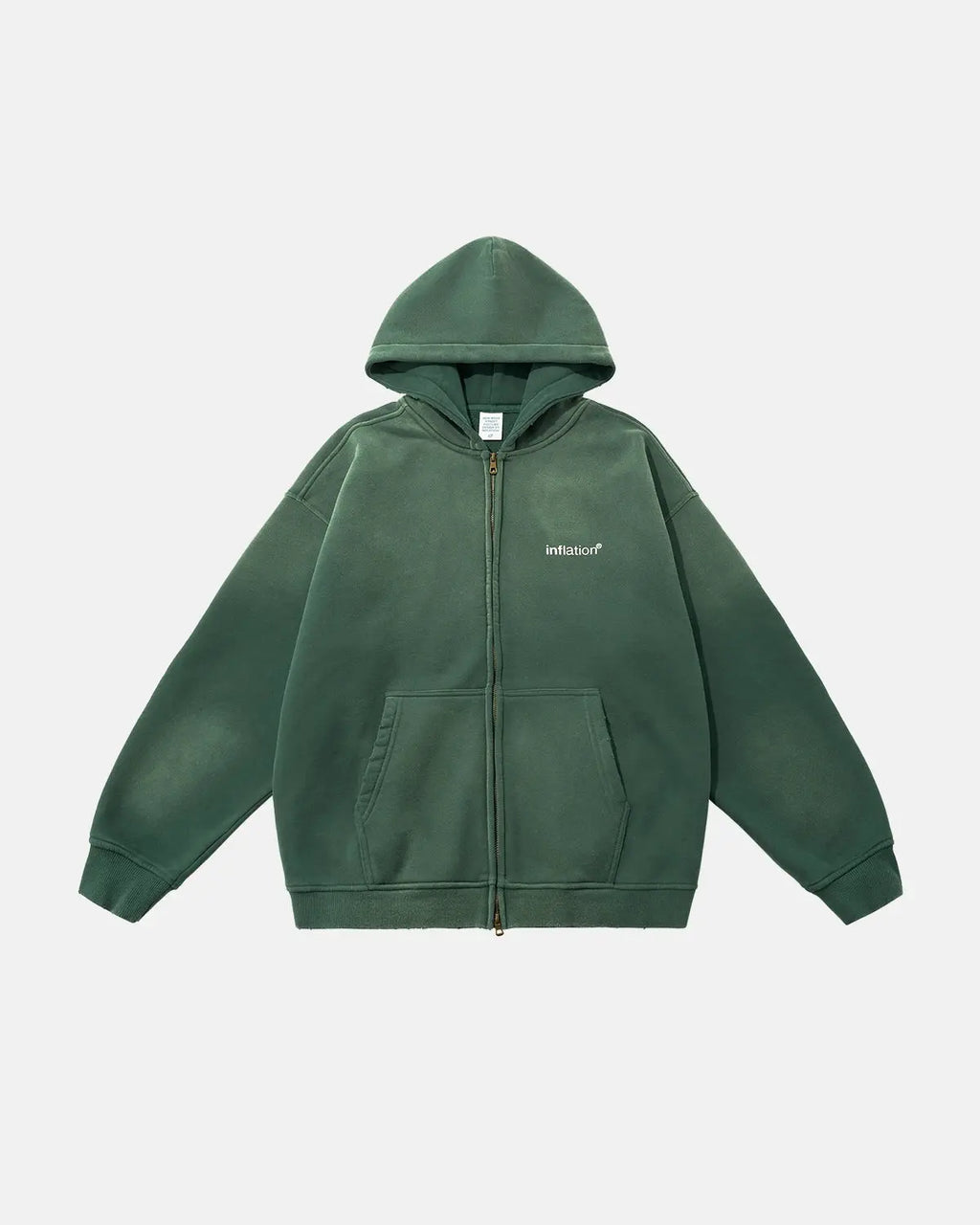 Green Monkey Wash Zip Up Hoodies | Inflation Streetwear