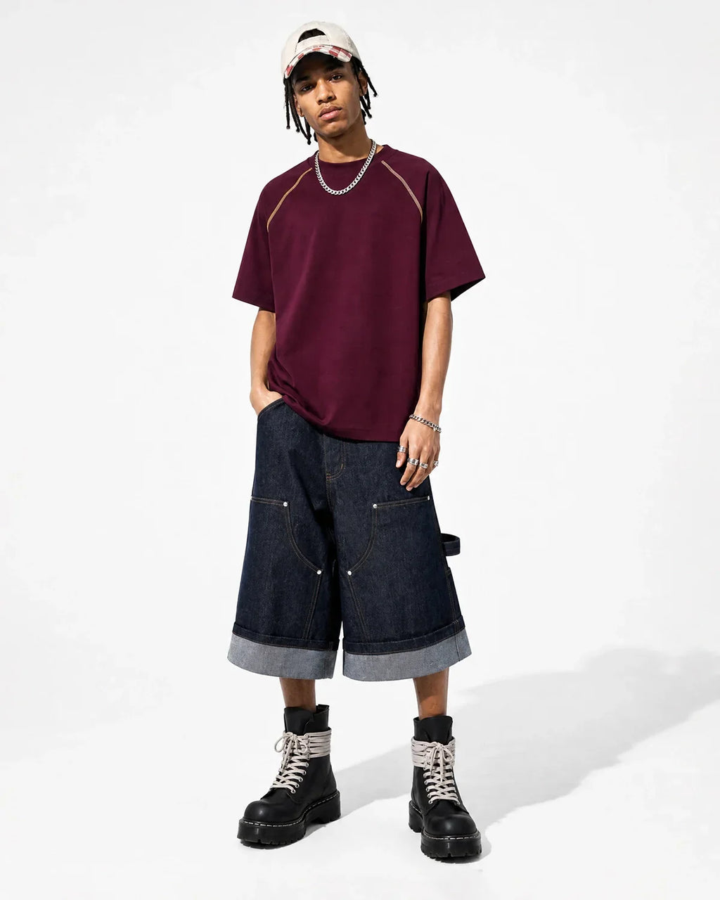 Contrast Color Stiching Stretch T-shirt | Inflation Streetwear