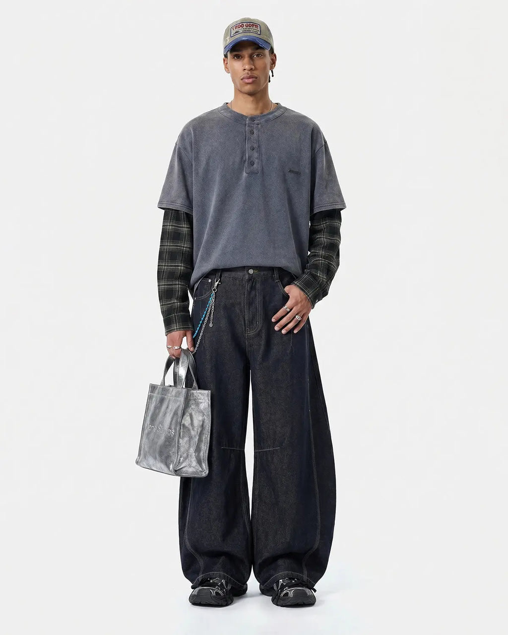 Distressed Plaid Layered Long Sleeve Tees | Inflation Streetwear