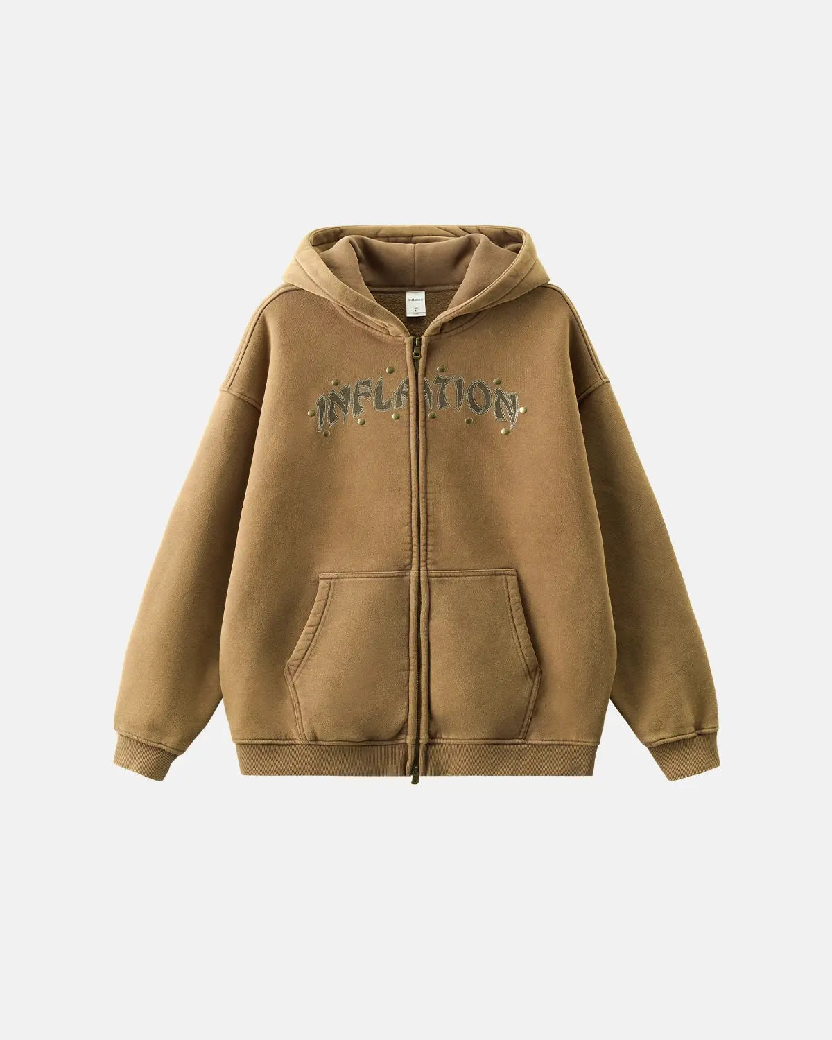 Rivets Dragon Acid Wash Zip Up Hoodies | Inflation Streetwear