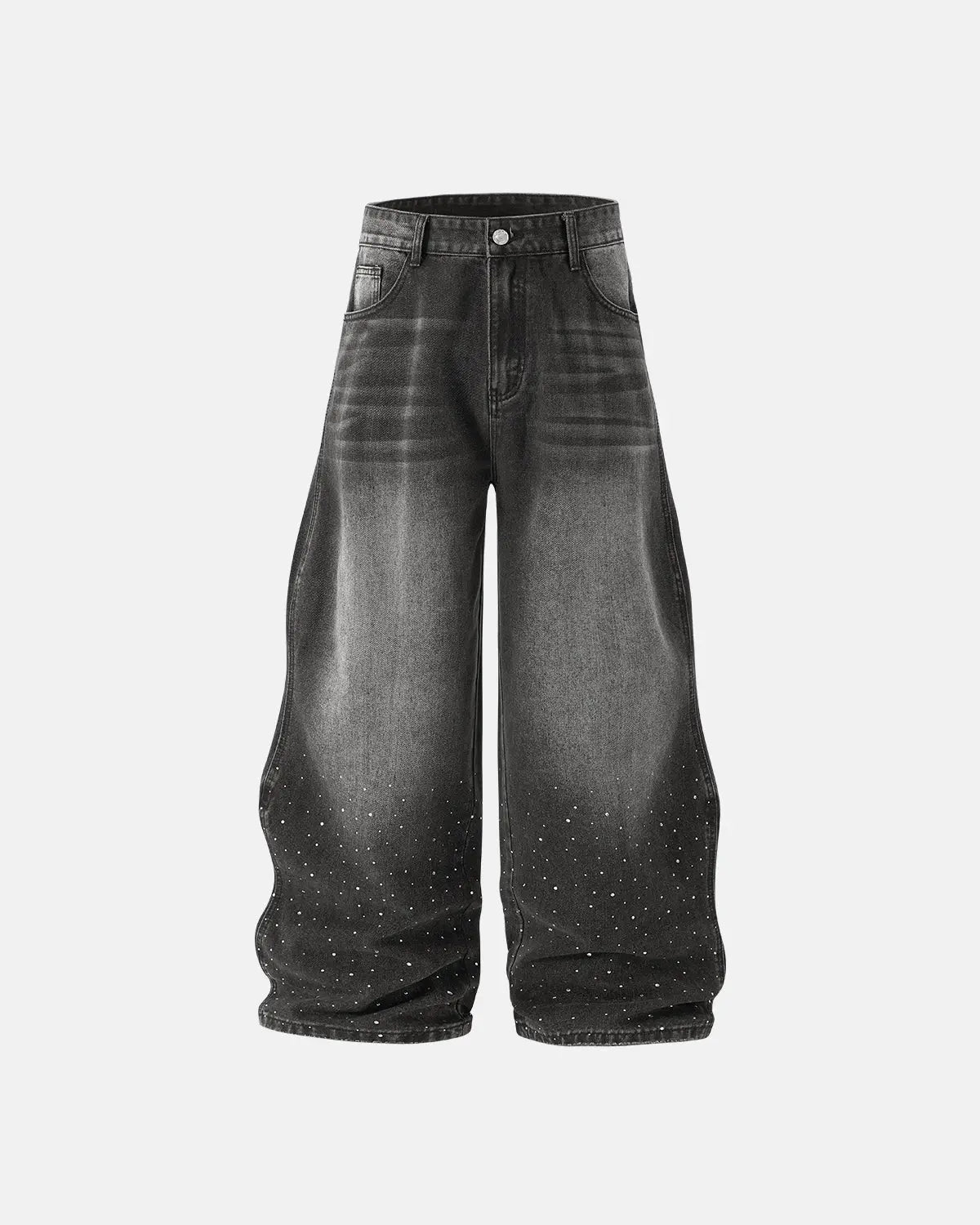 Rhinestone Wavy Baggy Jeans I Inflation Streetwear